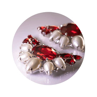 RUBIS rote Peeptoes Stiefeletten