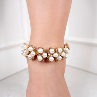 Goldener Schuhschmuck für Riemchenpumps aus Leder mit Absatz für Damen