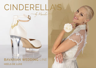 Brautschuhe ivory zum Dirndl mit transparentem Block-absatz und Plateau aus Leder
