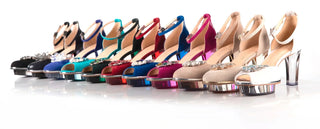 Dirndlschuhe Pumps für Damen mit Plateau, Blockabsatz und Perlen aus Leder
