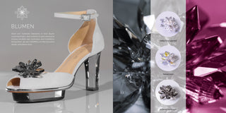 Blumen als Schmuck für Schuhe in weiss, Hologramm und schwarz, ideal zu Designer-Damen-Pumps und für Abendkleider