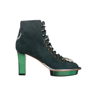 SMARAGDIS Peeptoes Stiefeletten Dirndlschuhe smaragdgrün