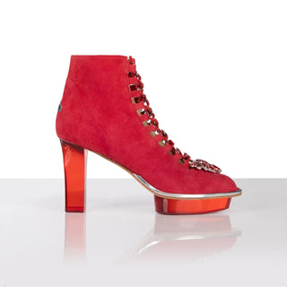 RUBIS rote Peeptoes Stiefeletten