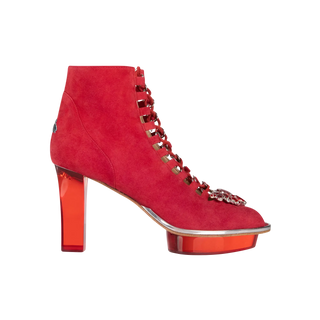 RUBIS rote Peeptoes Stiefeletten