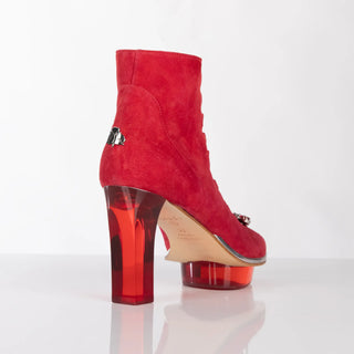 RUBIS rote Peeptoes Stiefeletten