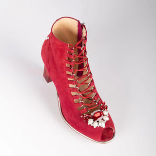 Broschen ROT-PEARL mit silbernem Untergrund