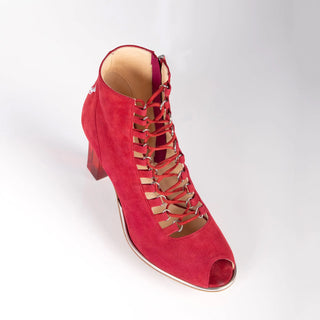 RUBIS rote Peeptoes Stiefeletten