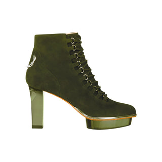 Grüne Stiefelette aus Wildleder zum Dirndl und für Oktoberfest in München