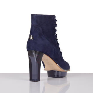 MARINAS dunkelblaue Peeptoes Stiefeletten