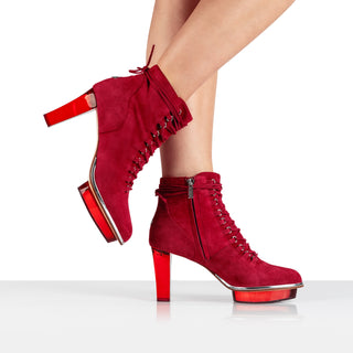 RUBIS rote Stiefeletten inkl. Schuh-Schmuck, Dirndlschuhe