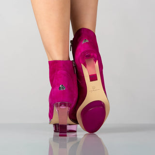 MAGENTAS pinke Peeptoes Stiefeletten, Dirndlschuhe