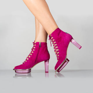 MAGENTAS pinke Peeptoes Stiefeletten, Dirndlschuhe