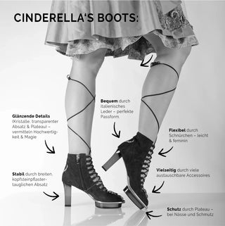 Bequeme Stiefeletten zum Dirndl aus Leder mit transparentem Blockabsatz und Plateau