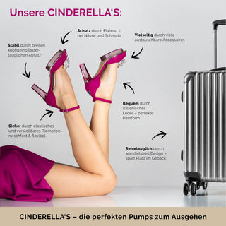 Pumps für Damen aus Leder mit transparentem Block-Absatz und transparentem Plateau zum Abendkleid