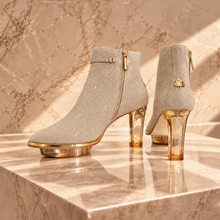 GOLDIS beige-goldene Stiefeletten