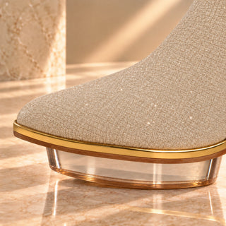 GOLDIS beige-goldene Stiefeletten