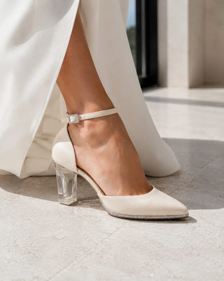 PEARLS Closetoes Riemchenpumps Spitz, ivory-silber