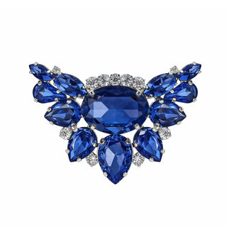 Broschen DUNKELBLAU mit silbernem Untergrund, 2er Set