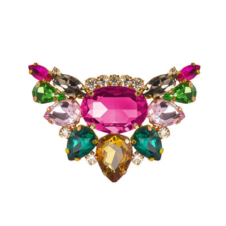 Broschen MAGENTA-BUNT mit silbernem Untergrund, 2er Set