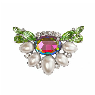 Broschen GRÜN-PEARL mit silbernem Untergrund, 2er Set