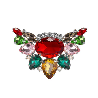 Broschen ROT-BUNT mit silbernem Untergrund, 2er Set