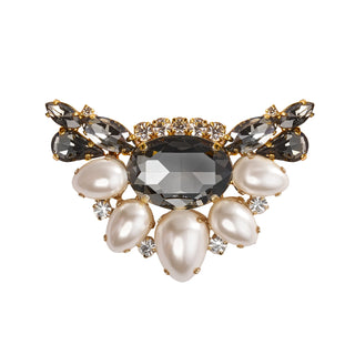 Broschen SCHWARZ-PEARL mit goldenem Untergrund, 2er Set