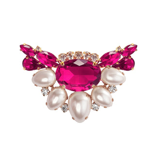 Broschen MAGENTA-PEARL mit goldenem Untergrund, 2er Set
