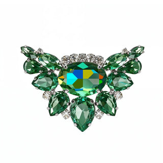 Broschen SMARAGDGRÜN mit silbernem Untergrund, 2er Set