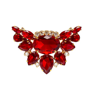 Broschen ROT mit goldenem Untergrund, 2er Set