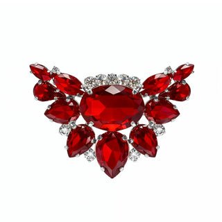 Broschen ROT mit silbernem Untergrund, 2er Set