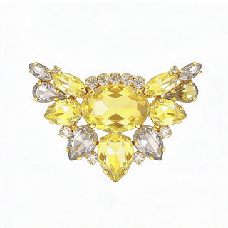 Broschen GELB mit goldenem Untergrund, 2er Set