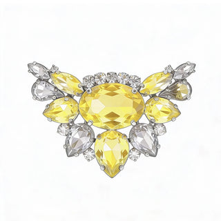 Broschen GELB mit silbernem Untergrund, 2er Set