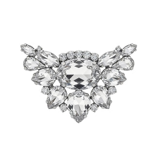 Broschen WEISS mit silbernem Untergrund, 2er Set