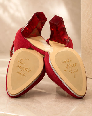 RUBIS Closetoes Riemchenpumps Dirndlschuhe rot Spitz