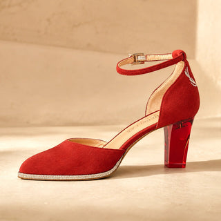 RUBIS Closetoes Riemchenpumps Dirndlschuhe rot Spitz
