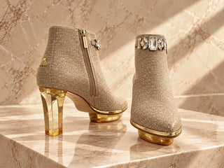GOLDIS beige-goldene Stiefeletten