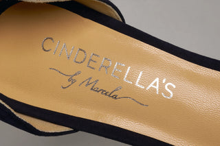Blaue Pumps für Damen aus Wild-Leder mit Riemchen und transparentem Absatz zum Dirndl oder Abendkleid