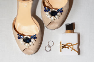 Broschen DUNKELBLAU-PEARL mit silbernem Untergrund, 2er Set