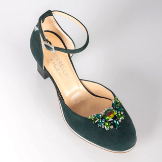 SMARAGDIS Closetoes Riemchenpumps Dirndlschuhe smaragdgrün