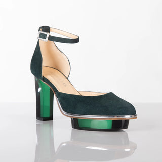 SMARAGDIS Closetoes Riemchenpumps Dirndlschuhe smaragdgrün