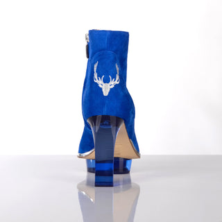 ROYALS königsblaue Peeptoes Stiefeletten Dirndlschuhe