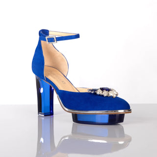 ROYALS königsblaue Closetoes Riemchenpumps