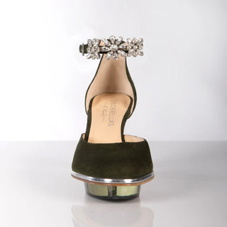 SAPHIRIS grüne Closetoe Riemchenpumps
