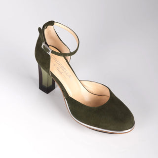 SAPHIRIS grüne Closetoe Riemchenpumps