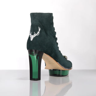 SMARAGDIS Peeptoes Stiefeletten Dirndlschuhe smaragdgrün