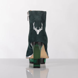 SMARAGDIS Peeptoes Stiefeletten Dirndlschuhe smaragdgrün