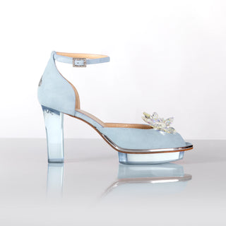 AURIS hellblaue Peeptoes Riemchenpumps