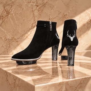 NOIRS schwarze Stiefeletten mit silber, Dirndlschuhe