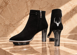 NOIRS schwarze Stiefeletten mit silber, Dirndlschuhe