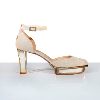 GOLDIS goldene Closetoes Riemchenpumps